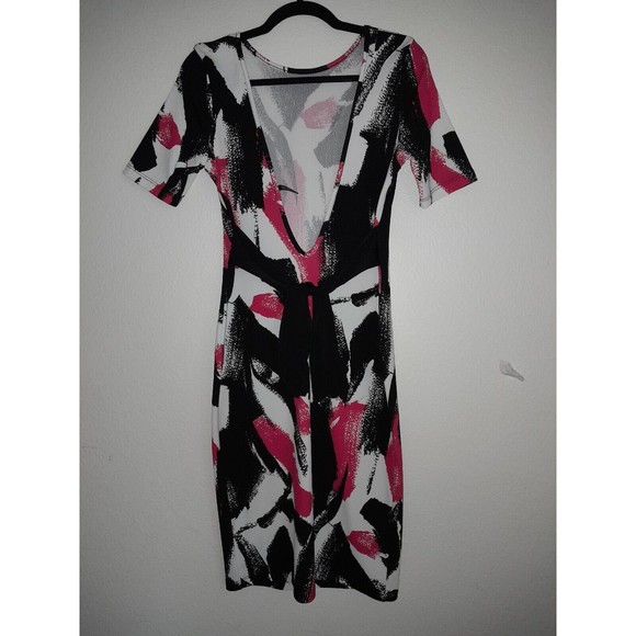 Vijo Couture Women Black, Pink,‎ White  Casual Dress  Sz L Neckline in the back - Picture 2 of 9